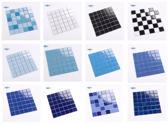 Various Types Swimming Pool Mosaic Hot-Melting Glass Mosaic Porcelain Mosaic Iridescent or Crystal Blue Mosaic Tile
